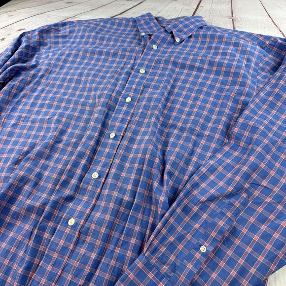 Brooks Brothers Mens Blue and Pink Plaid Button Down Shirt Large 100% Cotton - Picture 2 of 9